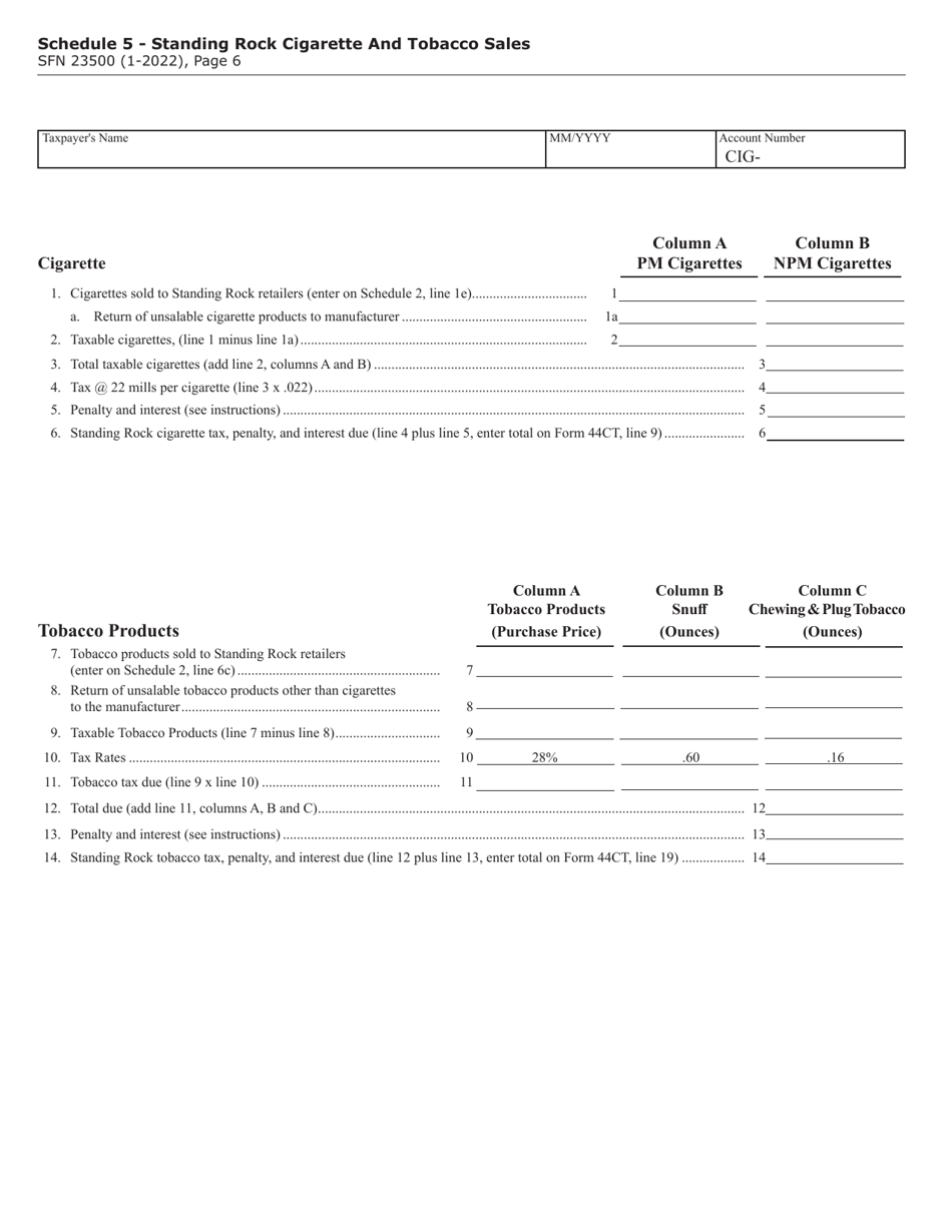 Form 44CT (SFN23500) Cigarette and Tobacco Monthly Tax Return - North Dakota, Page 6