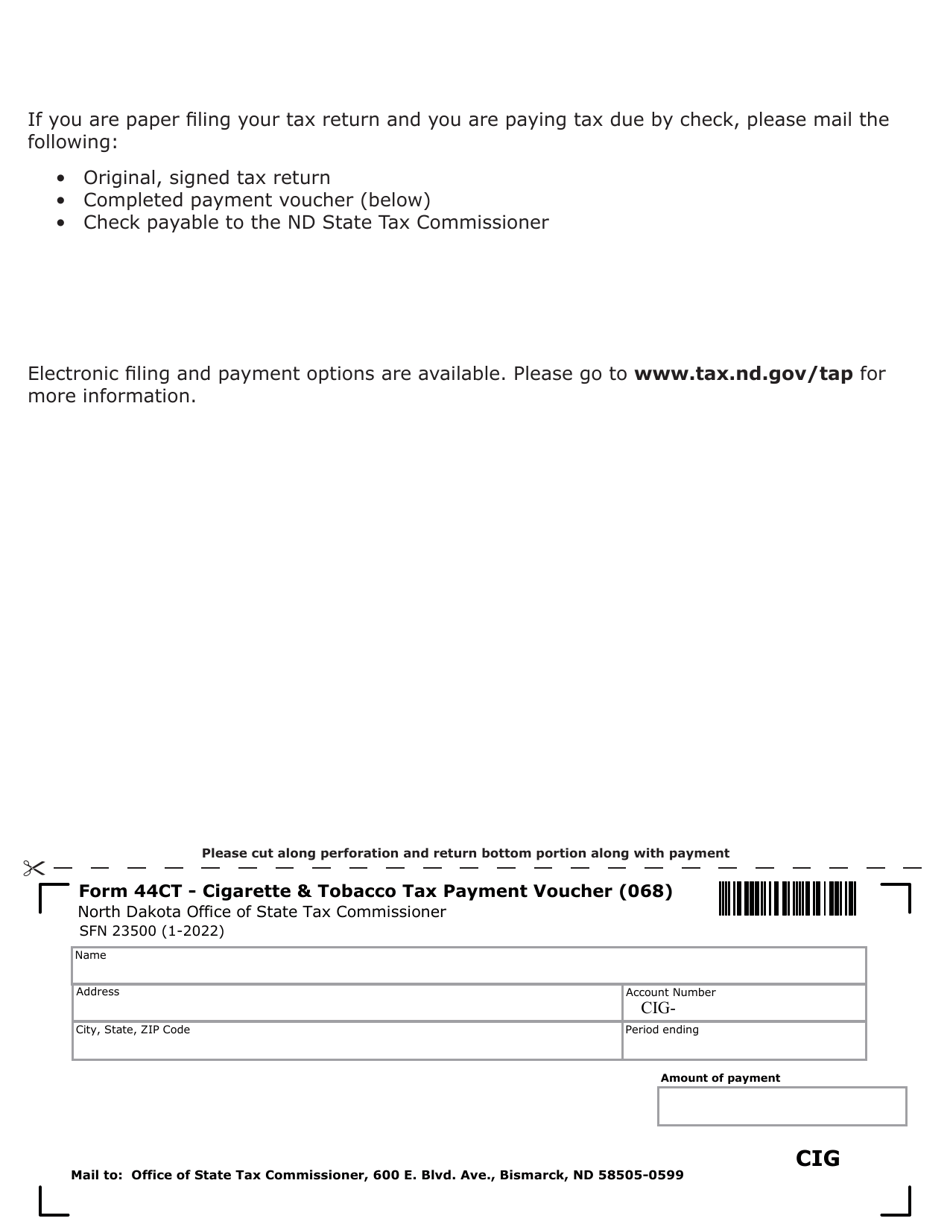 Form 44CT (SFN23500) Download Fillable PDF or Fill Online Cigarette and Tobacco Monthly Tax