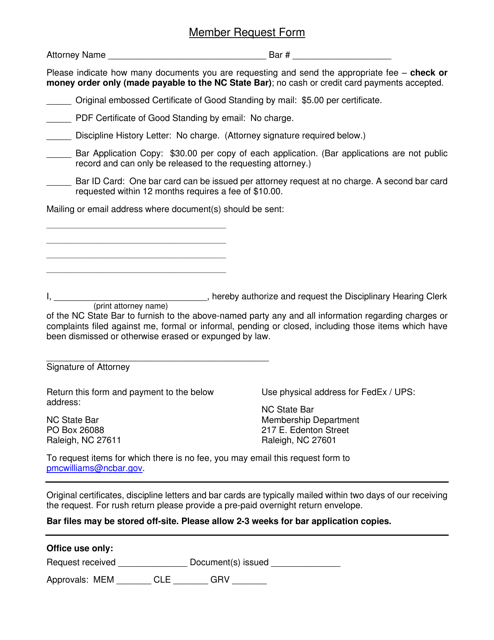 North Carolina Member Request Form - Fill Out, Sign Online and Download ...