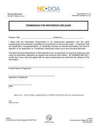 Document preview: Permission for Reference Release - North Carolina