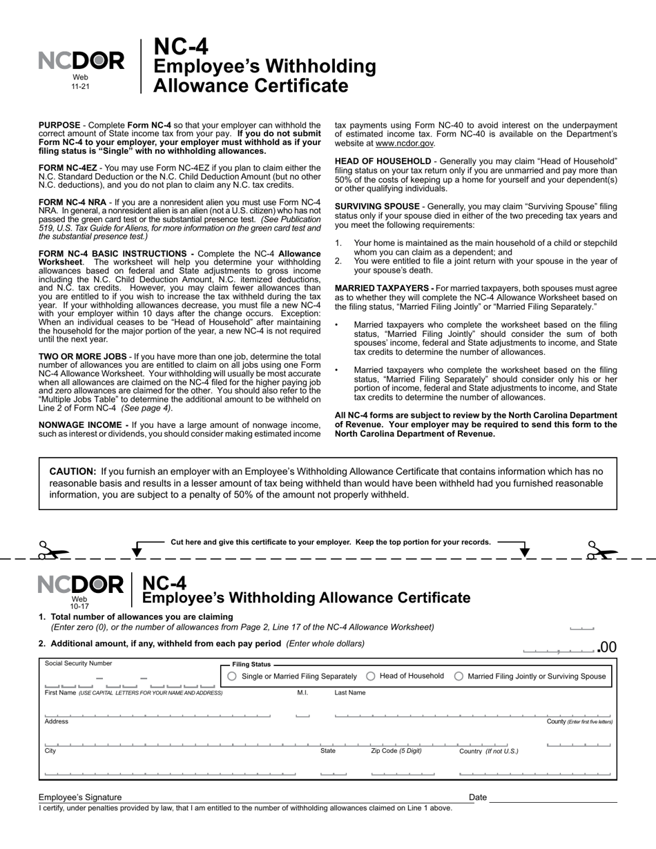 Form NC-4 Employees Withholding Allowance Certificate - North Carolina, Page 2