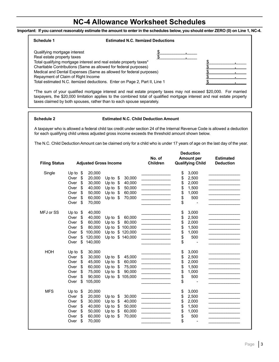 Form NC-4 Employees Withholding Allowance Certificate - North Carolina, Page 5