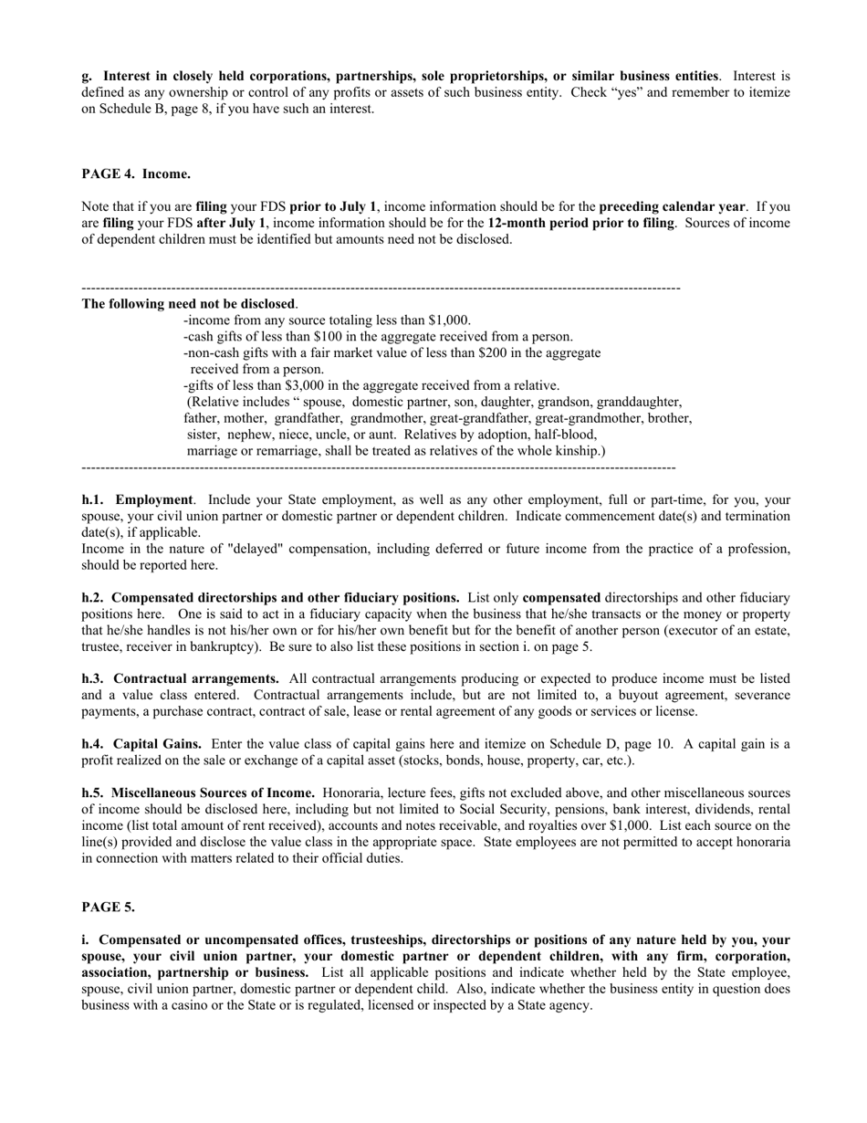 Instructions for Financial Disclosure Statement for Public Employees - New Jersey, Page 4