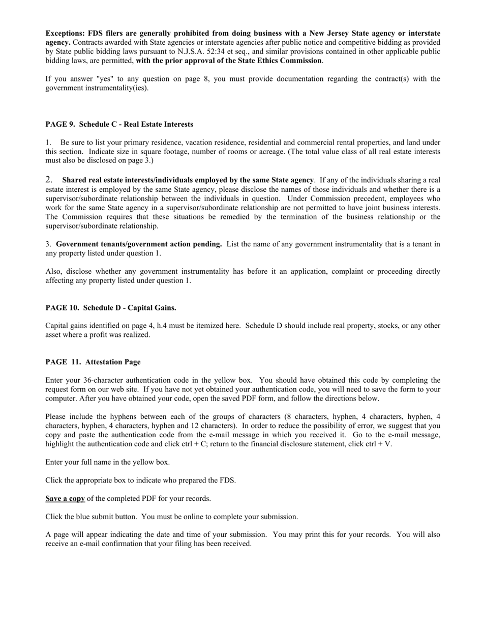 Instructions for Financial Disclosure Statement for Public Employees - New Jersey, Page 6