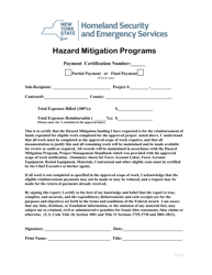 Document preview: Payment Certification - Hazard Mitigation Programs - New York