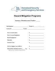 Document preview: Summary of Reimbursement - Hazard Mitigation Programs - New York