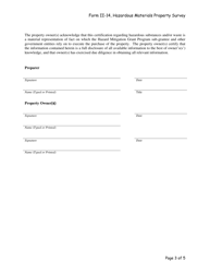 Form II-14 Hazardous Materials Property Survey, Page 3