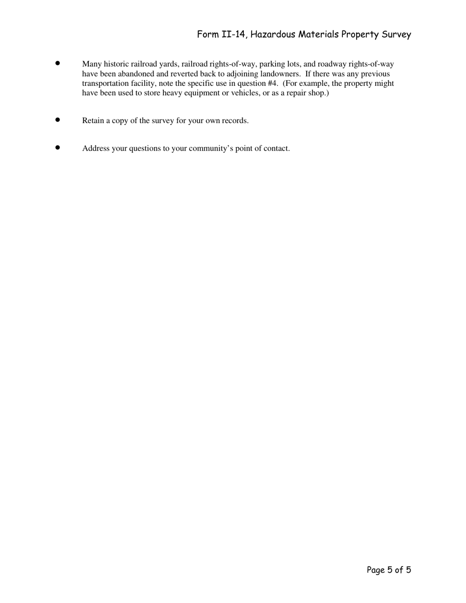 Form II-14 Hazardous Materials Property Survey, Page 5