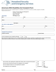 Document preview: Americans With Disabilities Act Complaint Form - New York