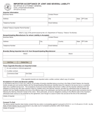 Form SFN62016 Importer Acceptance of Joint and Several Liability - North Dakota