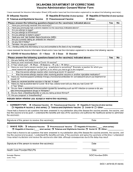 Document preview: Form OP-140701B Vaccine Administration Consent/Waiver Form - Oklahoma