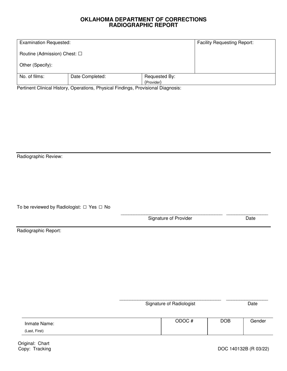 Form OP-140132B Radiographic Report - Oklahoma, Page 1