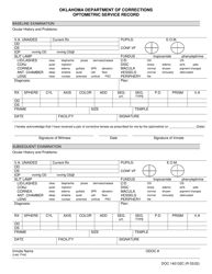 Document preview: Form OP-140132C Optometric Service Record - Oklahoma