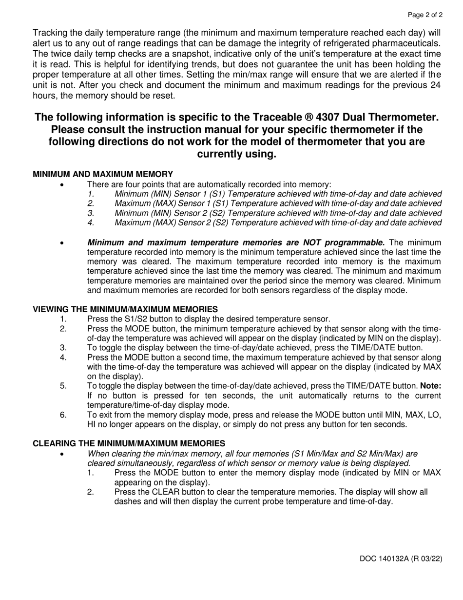 Form OP-140132A Refrigerator / Room Temperature Log - Oklahoma, Page 2