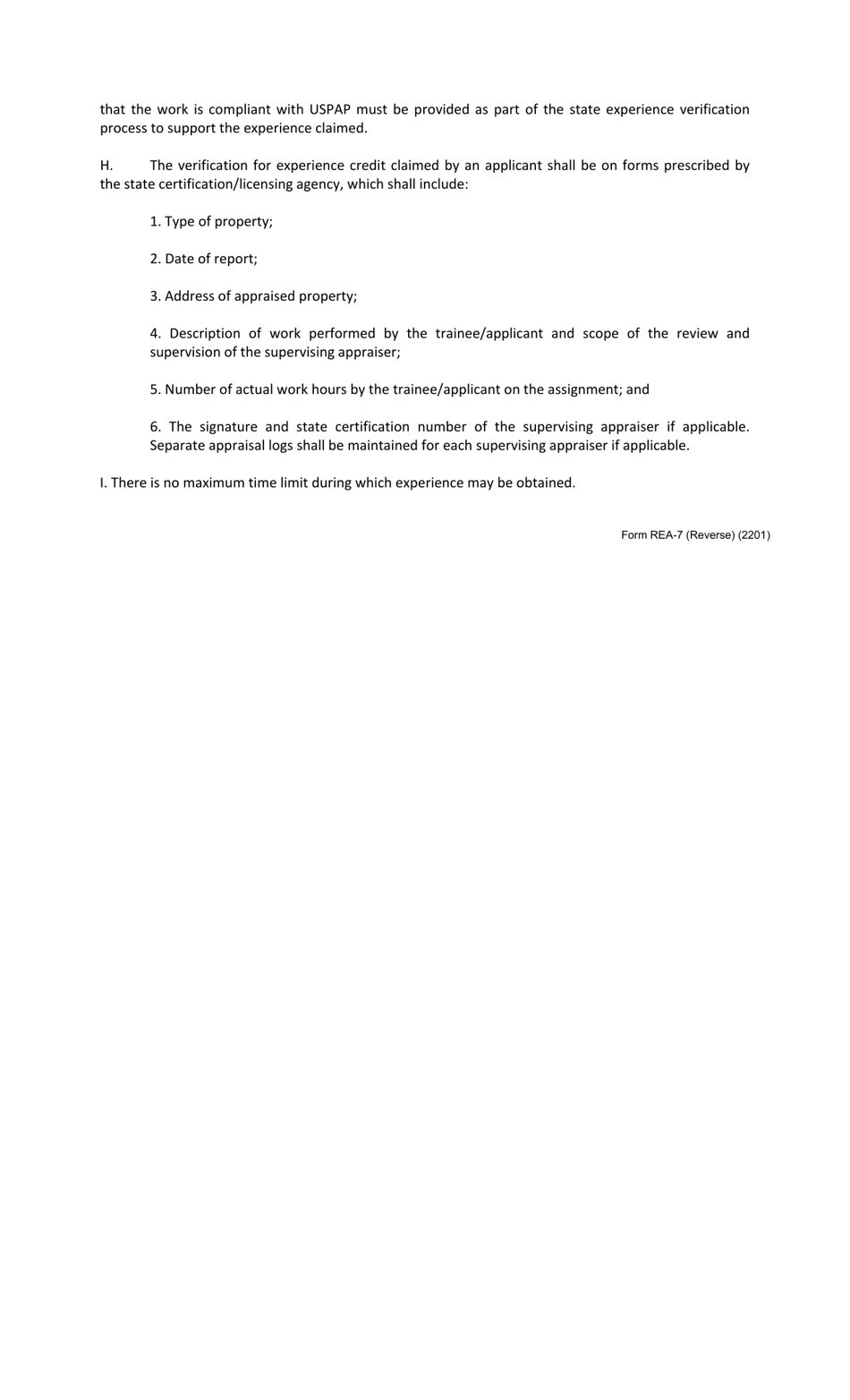 Form REA-7 Trainee Appraiser Experience Log Form - Oklahoma, Page 3