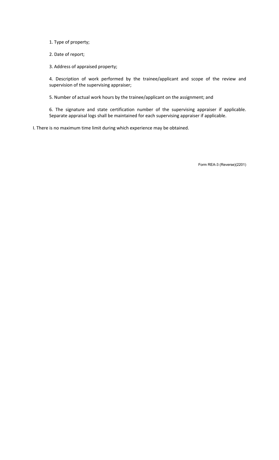 Form REA-3 Appraisal Experience Log Form - Oklahoma, Page 3