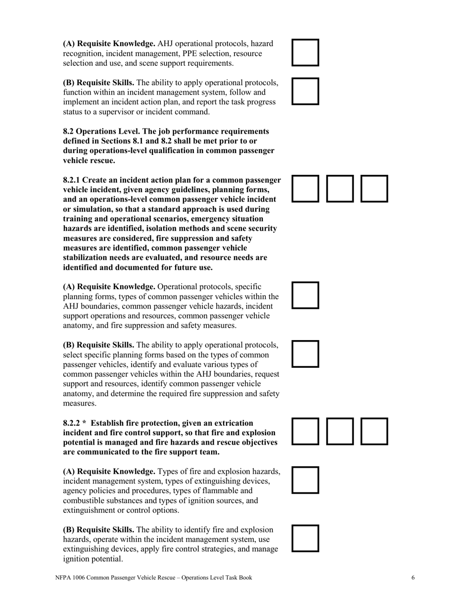 NFPA Common Passenger Vehicle Rescue - Operations Level Task Book - Oregon, Page 6