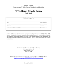 Document preview: NFPA Heavy Vehicle Rescue Task Book - Oregon