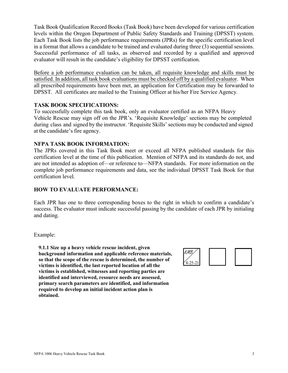 NFPA Heavy Vehicle Rescue Task Book - Oregon, Page 3