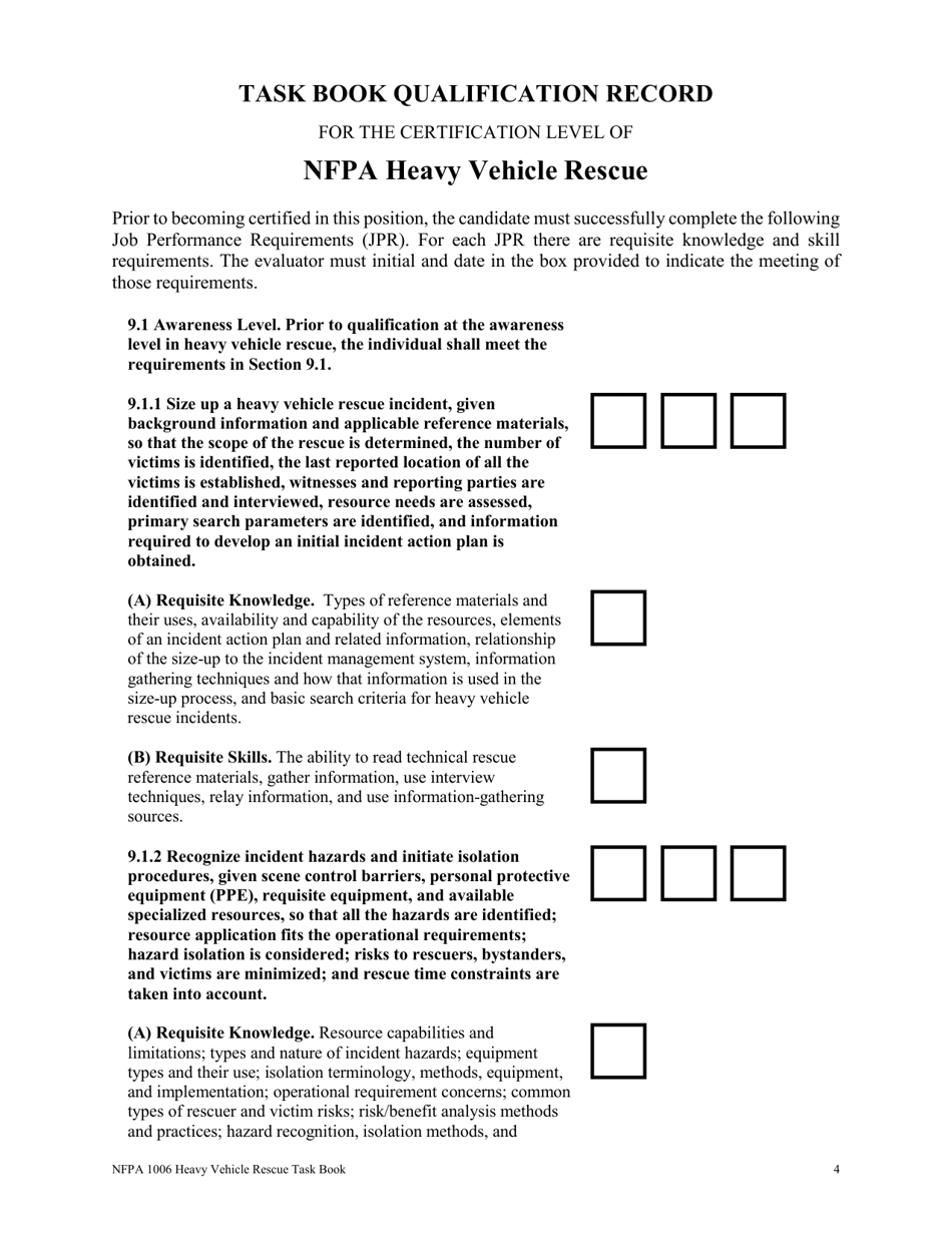 NFPA Heavy Vehicle Rescue Task Book - Oregon, Page 4