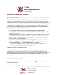 Document preview: Application Amendment Request - Ohio Historic Preservation Tax Credit Program - Ohio