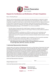 Document preview: Request for Certification and Notification of Project Completion - Ohio Historic Preservation Tax Credit Program - Ohio