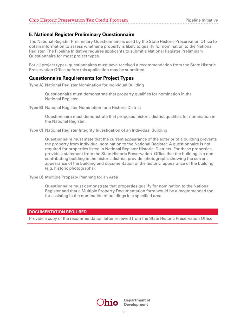 Pipeline Initiative Application - Ohio Historic Preservation Tax Credit Program - Ohio, Page 6