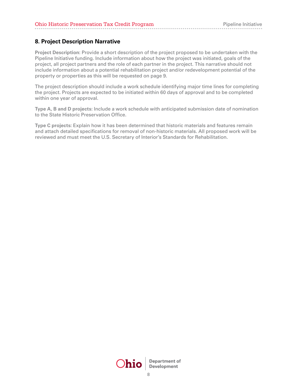 Pipeline Initiative Application - Ohio Historic Preservation Tax Credit Program - Ohio, Page 8
