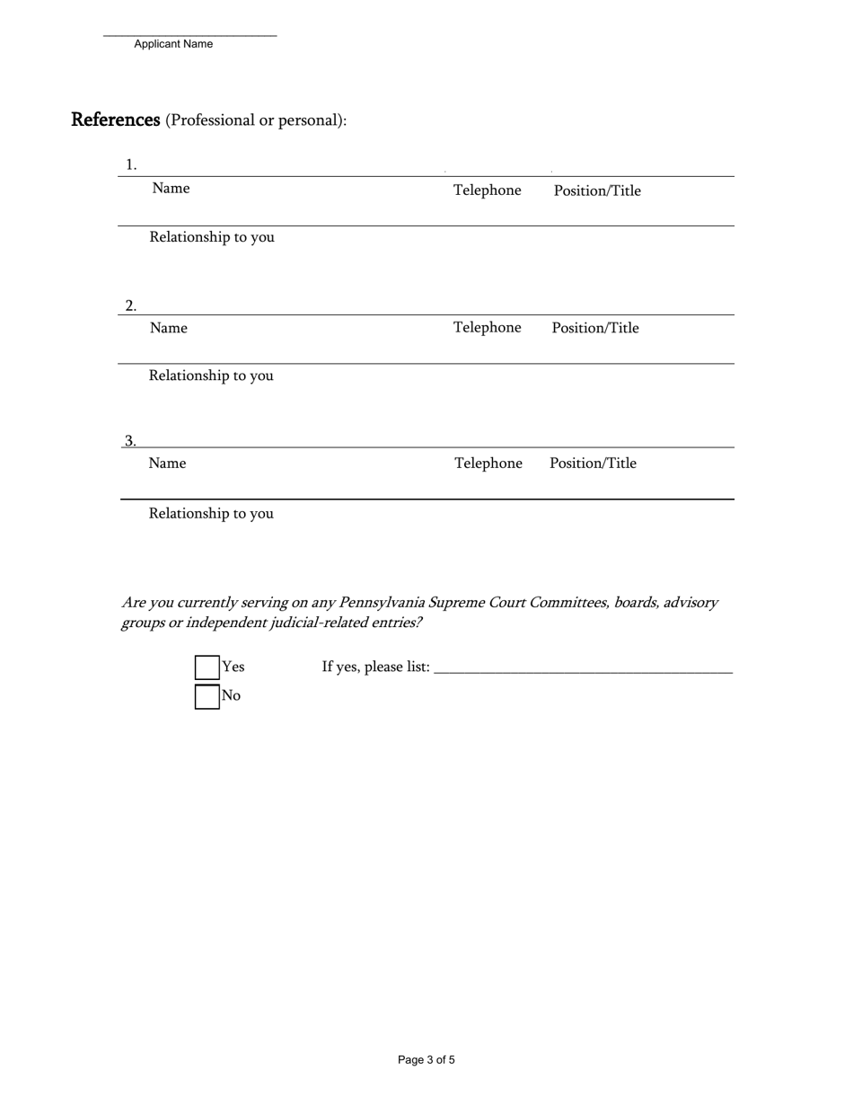 Application for Committee / Board Membership - Pennsylvania, Page 4