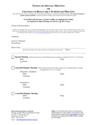 Document preview: Notice of Special Meeting or Changes to Regularly Scheduled Meeting - Oklahoma