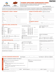 Document preview: Rabies Specimen Submission Form - Oklahoma