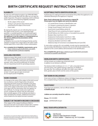 Oklahoma Birth Certificate Request Form - Oklahoma, Page 2