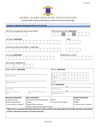 School Nurse Teacher Preliminary Certificate Application Form - Rhode Island, Page 5