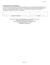 School Nurse Teacher Preliminary Certificate Application Form - Rhode Island, Page 7