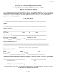 School Nurse Teacher Preliminary Certificate Application Form - Rhode Island, Page 8