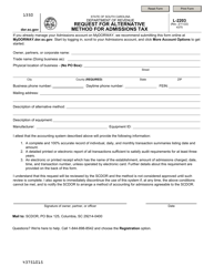 Document preview: Form L-2203 Request for Alternative Method for Admissions Tax - South Carolina