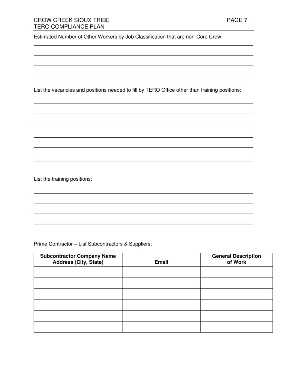 Crow Creek Sioux Tribe Compliance Plan - South Dakota, Page 7