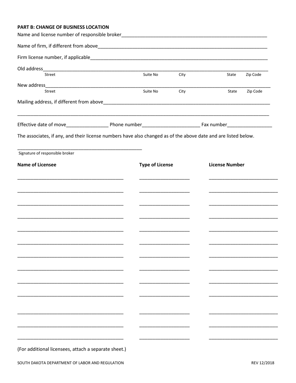 South Dakota Change of Association/Address Fill Out, Sign Online and