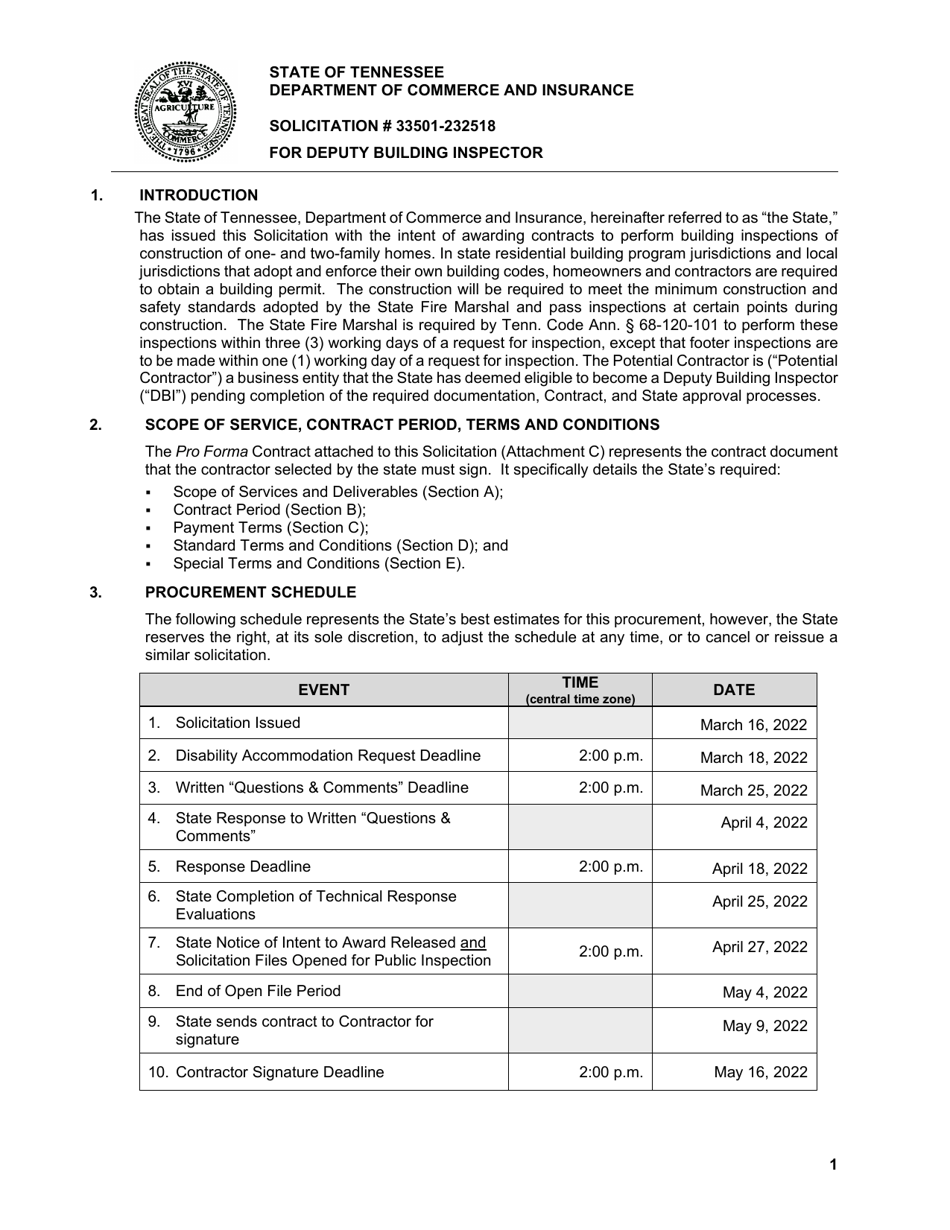 Solicitation for Deputy Building Inspector - Tennessee, Page 1