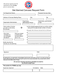 Document preview: Get Alarmed Canvass Request Form - Tennessee