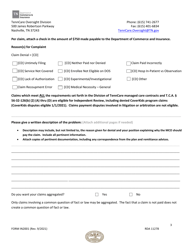 Form IN2001 Request to Commissioner for Independent Review of Disputed Provider Claim - Tenncare &amp; Coverkids Programs - Tennessee, Page 3