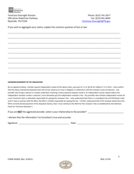 Form IN2001 Request to Commissioner for Independent Review of Disputed Provider Claim - Tenncare &amp; Coverkids Programs - Tennessee, Page 4