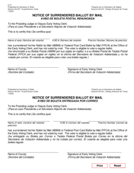 Document preview: Form 6-13 Notice of Surrendered Ballot by Mail - Texas (English/Spanish)