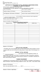 Document preview: Form 4-23 Certificate of Appointment of Poll Watcher by Registered Voters on Behalf of a Write-In Candidate - Texas