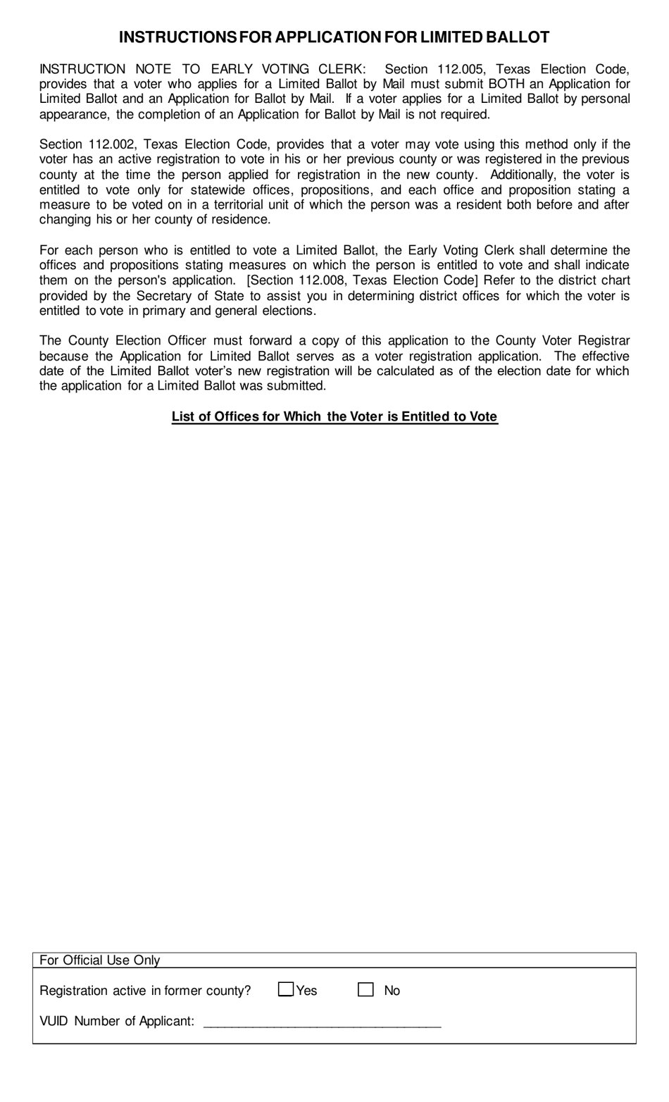 Form 5-28 Application for Limited Ballot - Texas (English / Spanish), Page 2