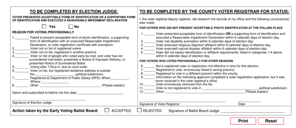 Form 7-15 Affidavit of Provisional Voter - Texas (English/Spanish), Page 2