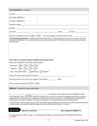 Application for Operator Certification Exam - Rhode Island, Page 4