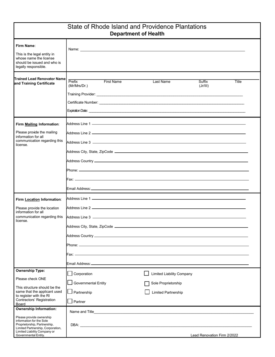 Application for Lead Renovation Firm - Rhode Island, Page 3