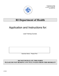 Document preview: Application for Lead Training Courses - Rhode Island