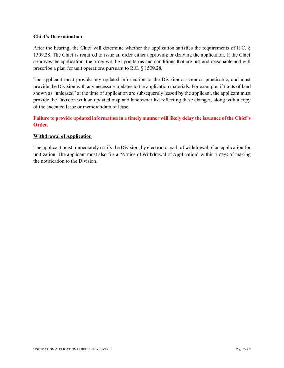 Unitization Application Procedural Guideline - Ohio, Page 7